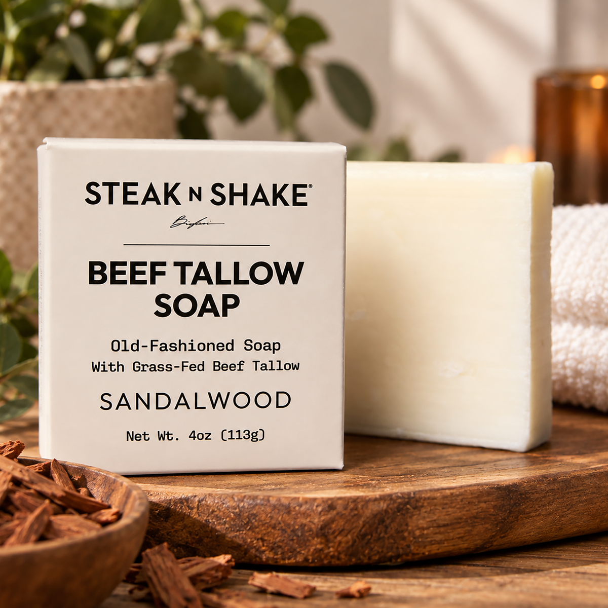 Sandalwood Beef Tallow Soap, 4oz