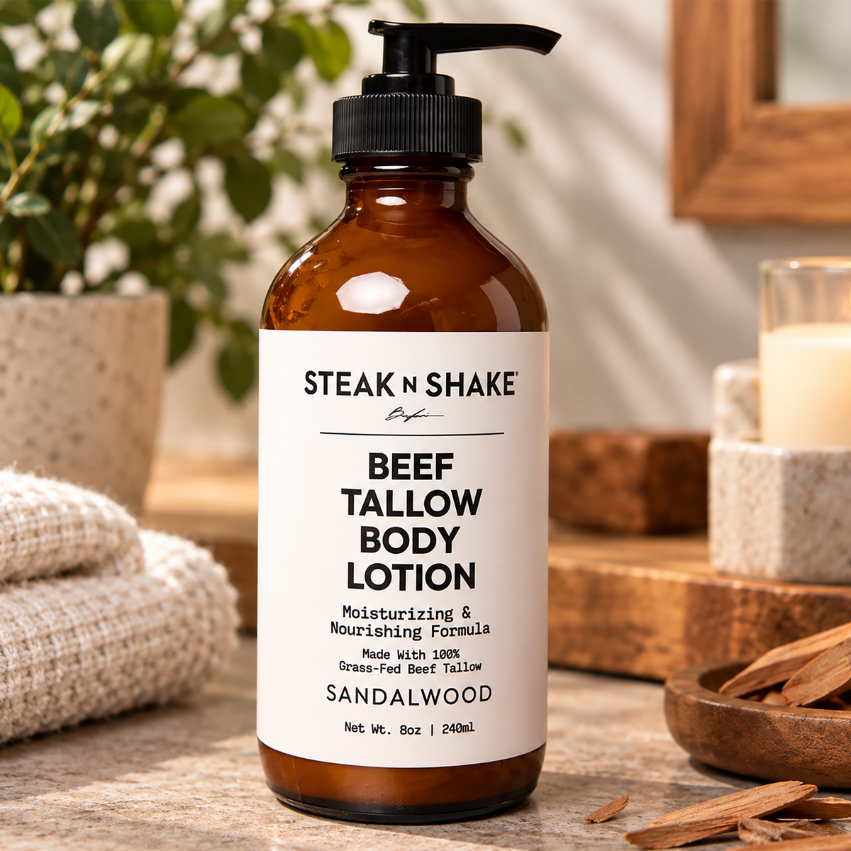 Sandalwood Beef Tallow Body Lotion, 8oz