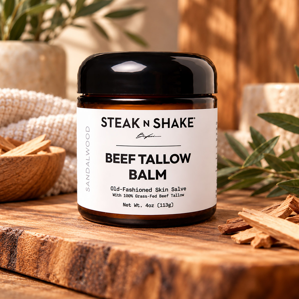 Sandalwood Beef Tallow Balm, 4oz